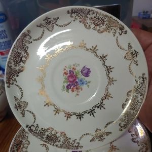 Set of 7 Stetson Golden Beauty 22kt Gold Dinnerware﻿ Floral Saucer